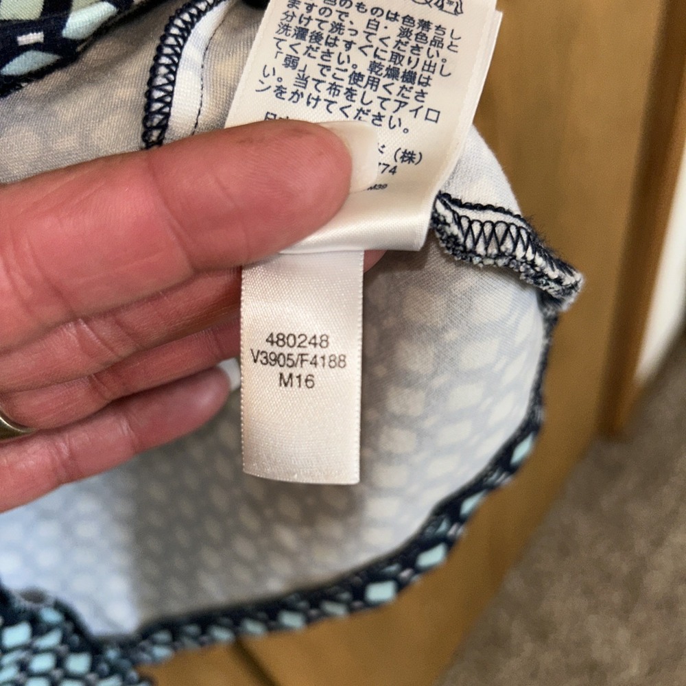 Lands' End cotton dress a-line Navy & Light Blue diamond pattern Size 8 - Picture 4 of 9